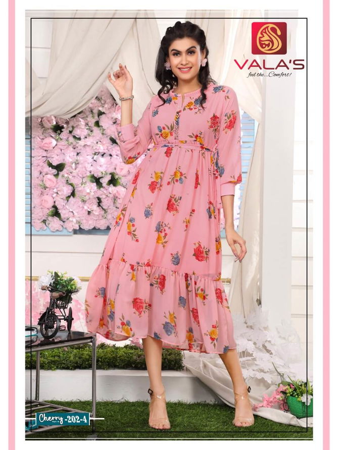 Valas Cherry 4 Stylish Designer Fancy Wear Georgette Kurti Collection